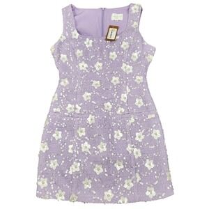 Line and Dot Riley Mini Dress Womens S Lilac New Sequin Floral Tweed LD5785M